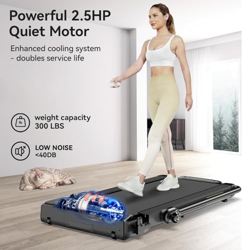Walking Pad Treadmill, Under Desk Treadmills for Home and Office, 3 in 1 Foldable Treadmill 2.5HP Electric Treadmills 300 lbs Capacity