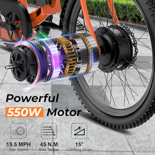ANCHEER Electric Tricycle for Adults, 350W(Peak 550W) Etrike, 48V/499Wh Ebike, 24" Folding 3 Wheel Electric Trike, 15.5MPH & 55Miles Electric Bike, Rear Differential, Rear Basket
