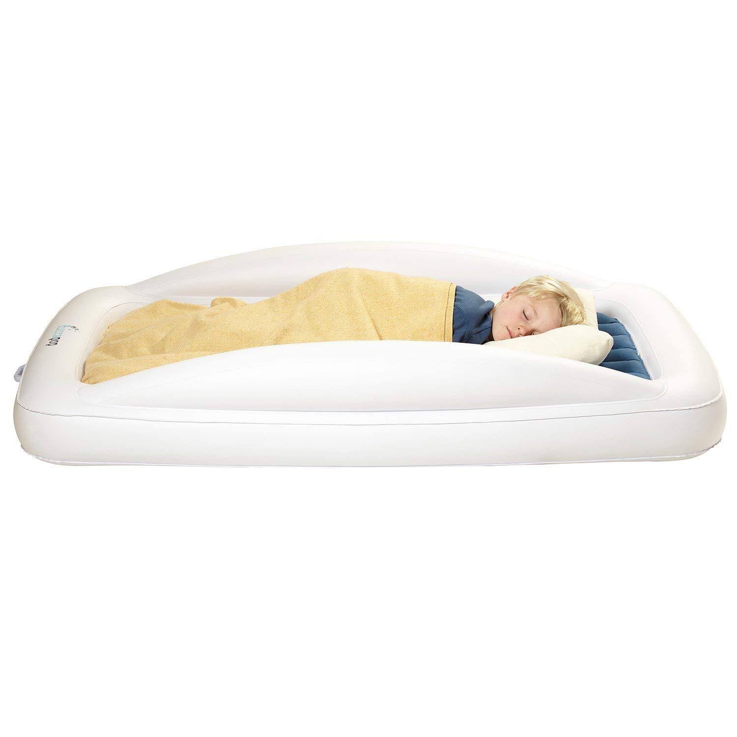 Hiccapop Inflatable Toddler Travel Bed with Safety Bumpers | Portable Blow Up Mattress for Kids |