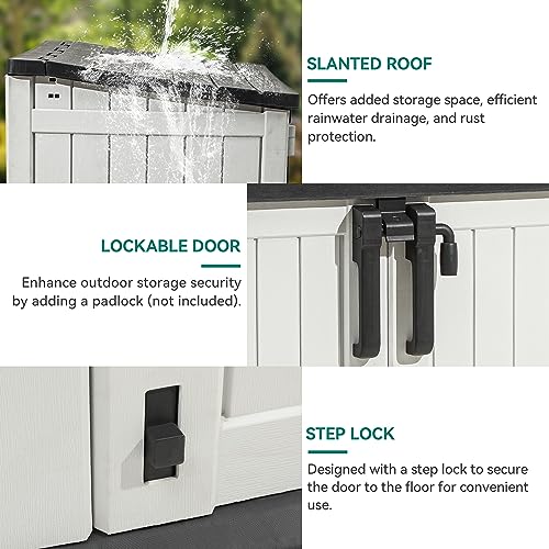 YITAHOME 8x6.2FT Outdoor Storage Shed w/o Floor, All-Weather Plastic Shed with Lockable Doors, Window & Vents, Plastic Tool Shed for Backyard, Patio, Poolside, Lawn, Gray