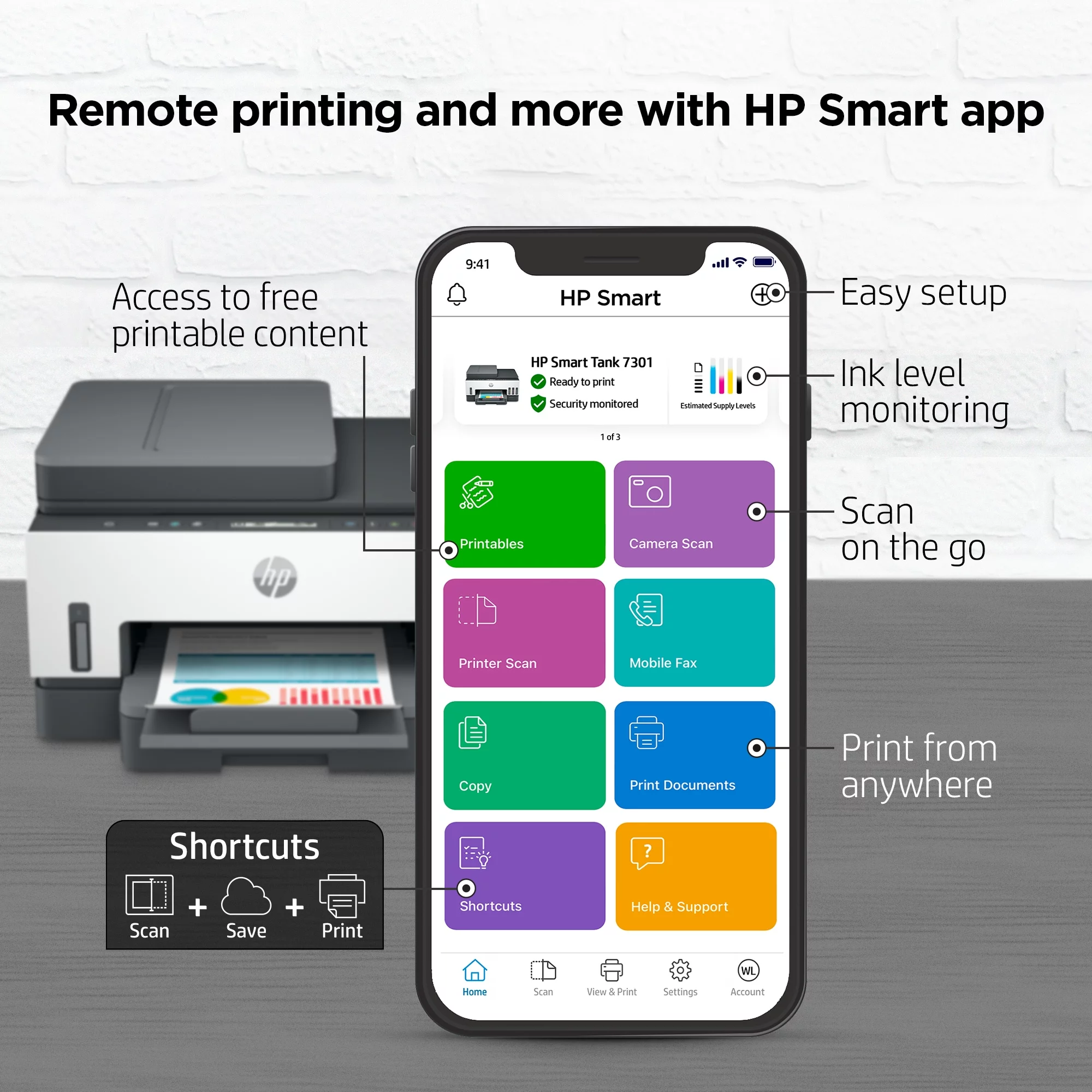 HP Smart Tank 7301e All-in-One InkJet Printer, Color Mobile Print, Scan, Copy,