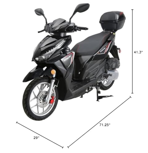 HHH Upgraded 150cc Scooter Vitacci Spark150 Fully Automatic Street Scooter with Gy6 Engine 150cc Motorcycle Moped Gas Street Bike for Adult and Youth (Black)