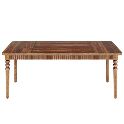 Tribesigns Farmhouse Dining Table for 4-6 People, Rectangular Kitchen Table with Wood Turned Legs, 63-Inch Large Dining Room Table Dinner Table for Home Kitchen Furniture, Oak