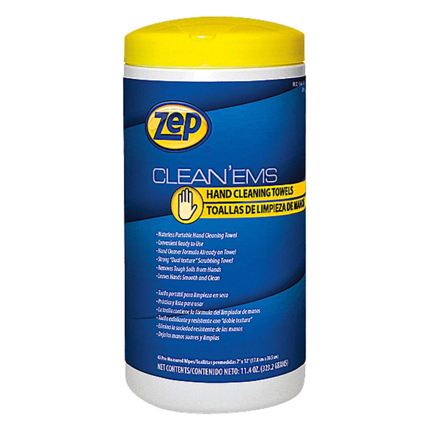 Zep Clean'Ems Hand Wipes 45 Wipes Per Canister Case of 6 (346801) Pack of 2