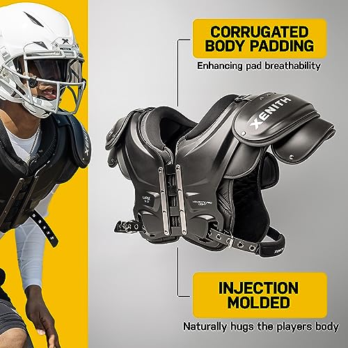 Xenith Pro Light/Velocity 2 Varsity Football Shoulder Pads - All Purpose Protective Gear- Prioritizes Speed and Range of Motion with Full Coverage- Lightweight and Low Profile- Adult Small to 2XLarge