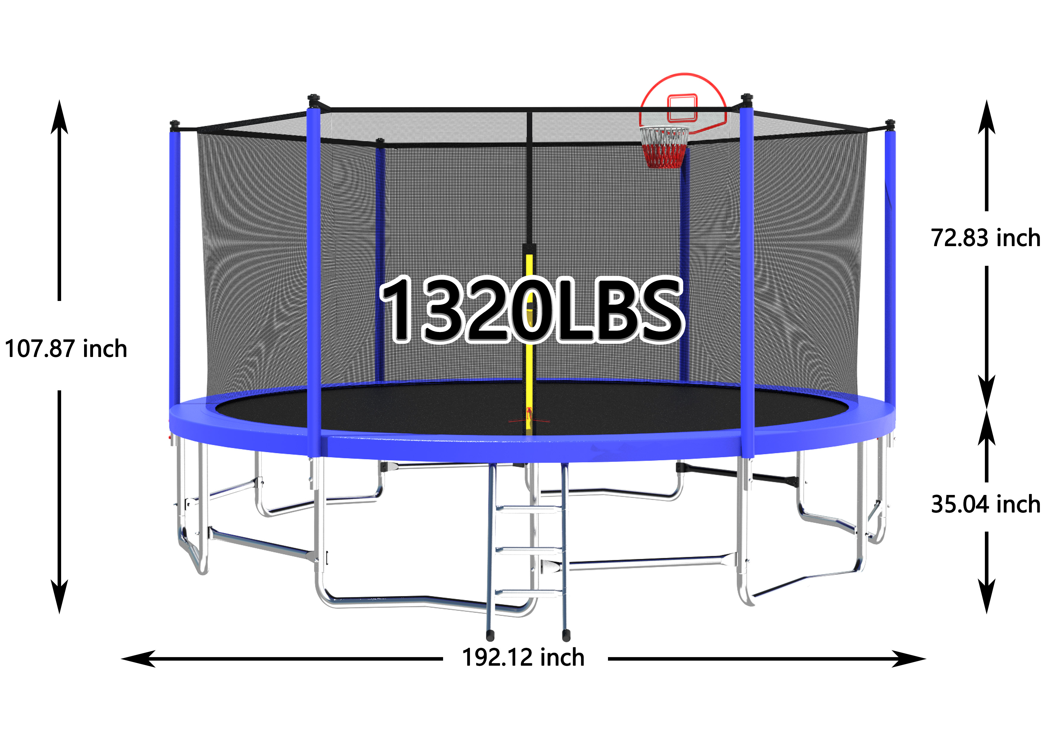 Trampoline for Kids, 16FT Large Trampoline with Enclosure & Reinforced Frame, 2-IN-1 Adults Rebounder & Basketball Hoop with Balance Bar, 1323 LBS Weight Capacity
