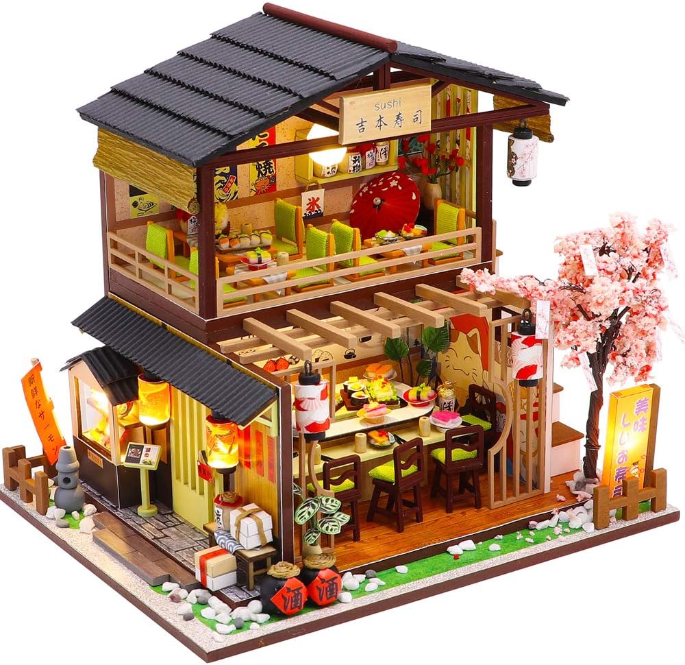 CUTEBEE Dollhouse Miniature with Furniture, DIY Wooden Dollhouse Kit Plus Dust Proof and Music Movement, 1:24 Scale Creative Room Idea (Forest Habitat)