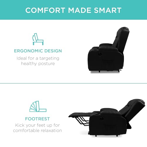 Best Choice Products PU Leather Electric Power Lift Chair, Recliner Massage Chair, Adjustable Furniture for Back, Legs w/ 3 Positions, USB Port, Heat, Cupholders, Easy-to-Reach Side Button - Brown