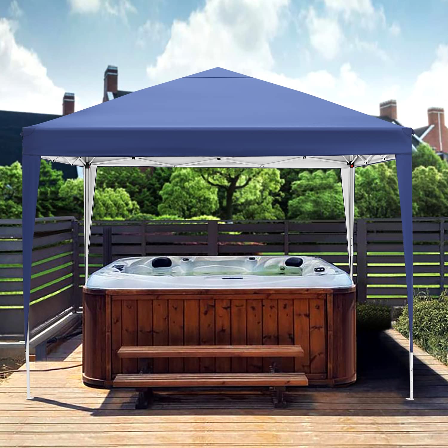 COBIZI 10'x10' ft Popup Canopy Waterproof Canopy with 4 Sidewalls Outdoor Commercial Instant Shelter Beach Camping Canopy Tent for Party, Blue