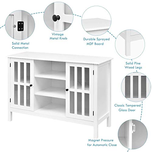 45" TV Stand Console Storage Cabinet, Wood Multipurpose Organizer Entertainment Media Console Center Home Living Room Furniture (Brown)