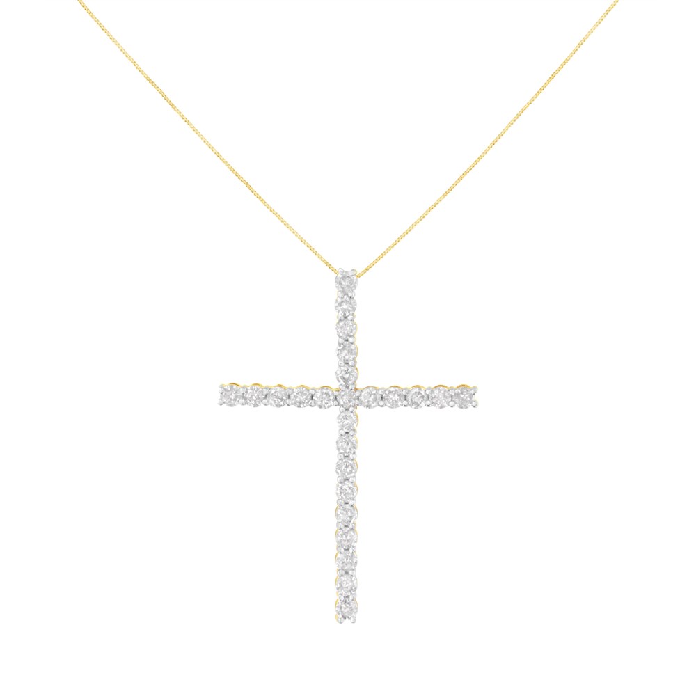 Sterling Silver 3ct TDW Diamond Cross Pendant Necklace (J-K, I2-I3)