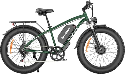 Dual Motor Electric Bike for Adults, 52V 4000/5000W Peak Motor, 40/45MPH, 1300Wh Battery, Up to 100 Miles Range, 26" x 4.0 Fat Tire Ebike with 7-Speed, Suspension, Turn Signals and Dual Disc Brakes