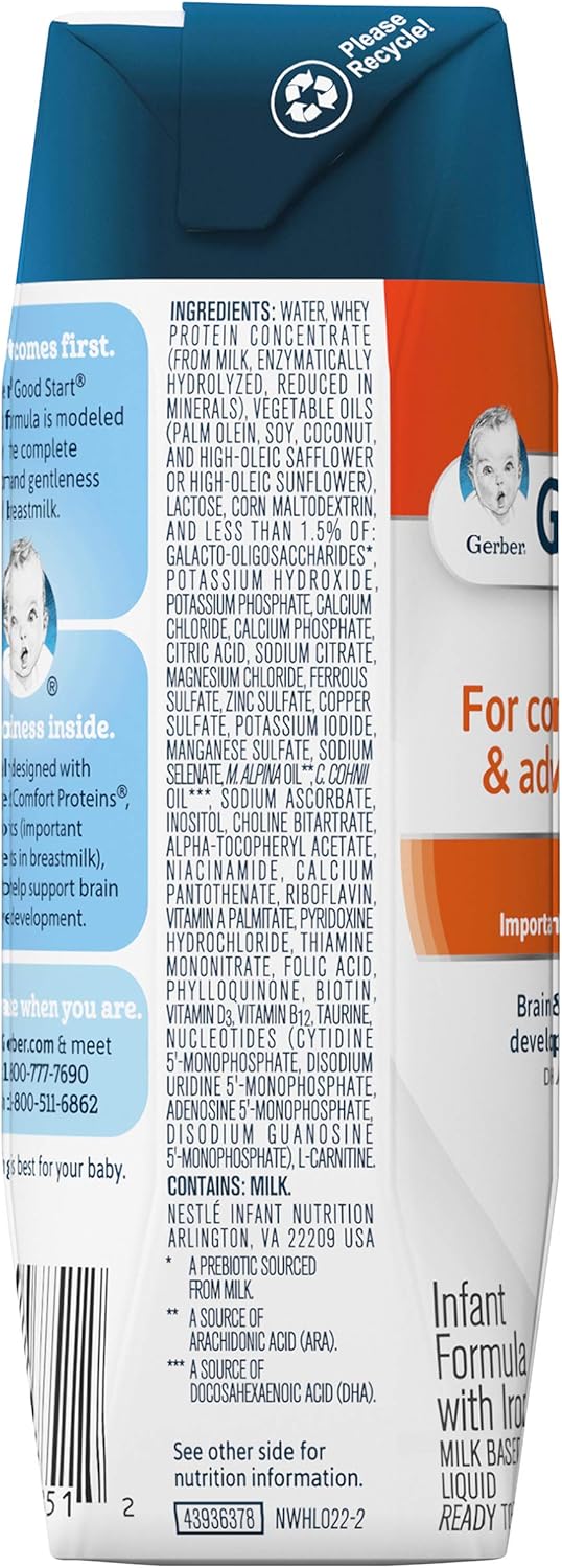 Gerber Good Start GentlePro, Non-GMO Ready to Feed Infant Formula Stage 1, 8.45 Fl Oz (Pack of 24) Pack of 2