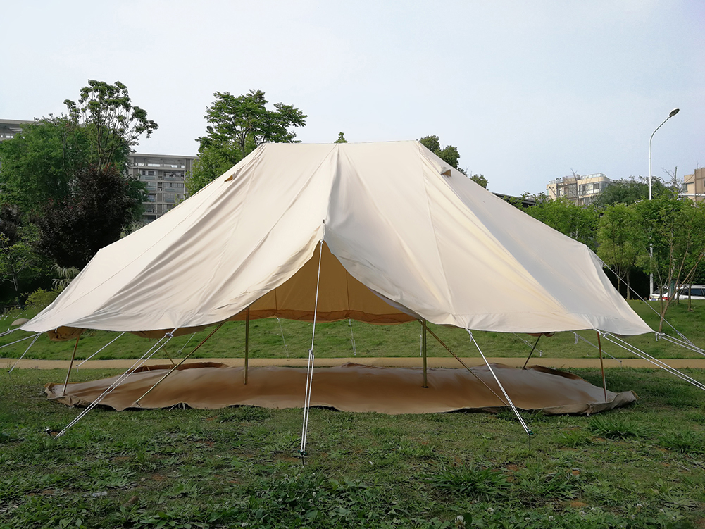 Latourreg Glamping Luxury Cotton Canvas 20ft x13ftx10ft Emperor Bell Tent Beige Canvas Yurt With Twin Pole For  8-12 Person