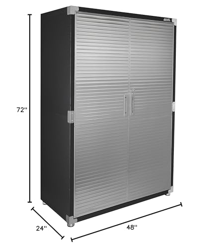 Seville Classics UltraHD Solid Steel Lockable Metal Storage Cabinet Locker Organizer, w/Adjustable Shelves for Garage, Warehouse, Office, Classroom, Granite, 48" W x 24" D x 72" H