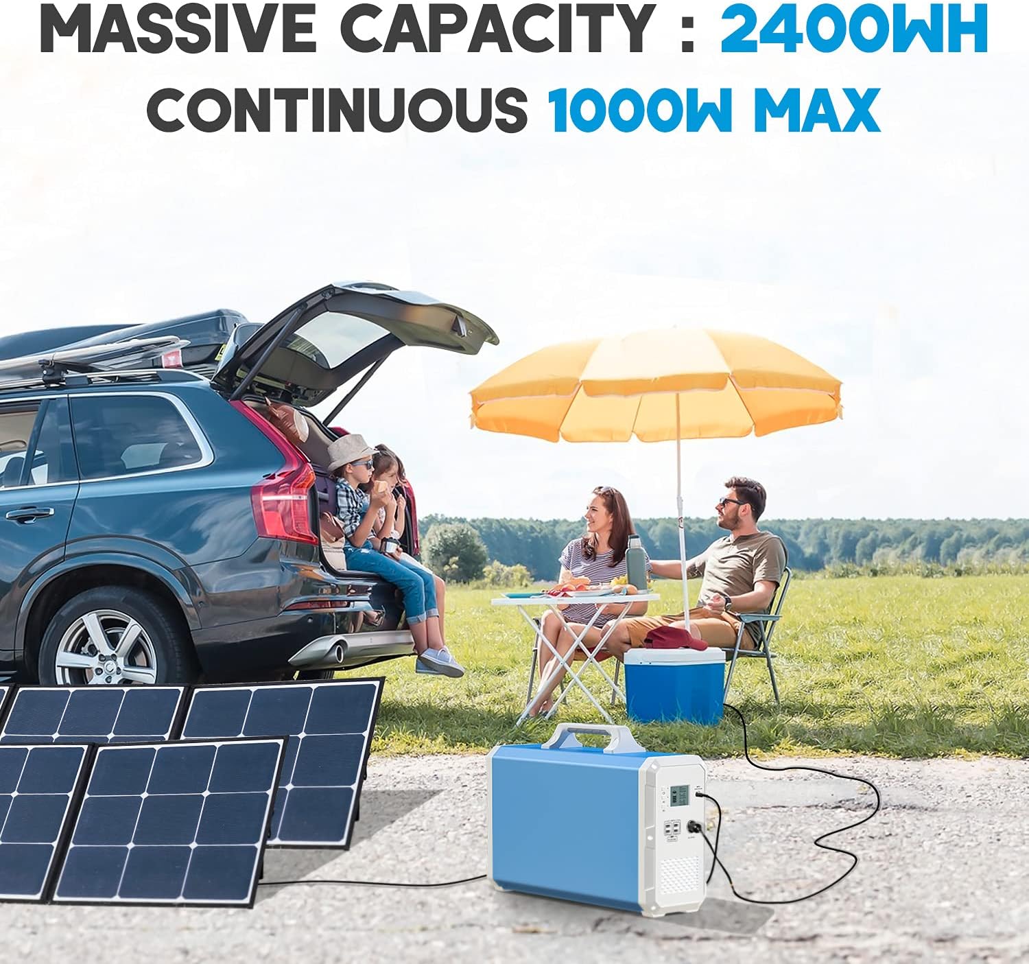 BLUETTI Portable Power Station EB240, 2400Wh Lithium Battery Backup w/ Two 1000W AC Outlets, Solar Generator for Outdoor Camping, Off-grid Living, Home Use