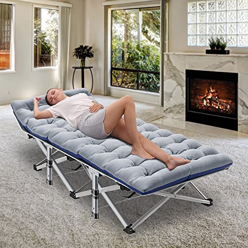 ABORON 2PK Foldable Camping Cots for Adults, Double Layer 1200D 500lb Loading Cot for Sleeping, Heavy Duty Guest Bed with Mattress Carrying Bag Home Camping Office Vacation Hospital