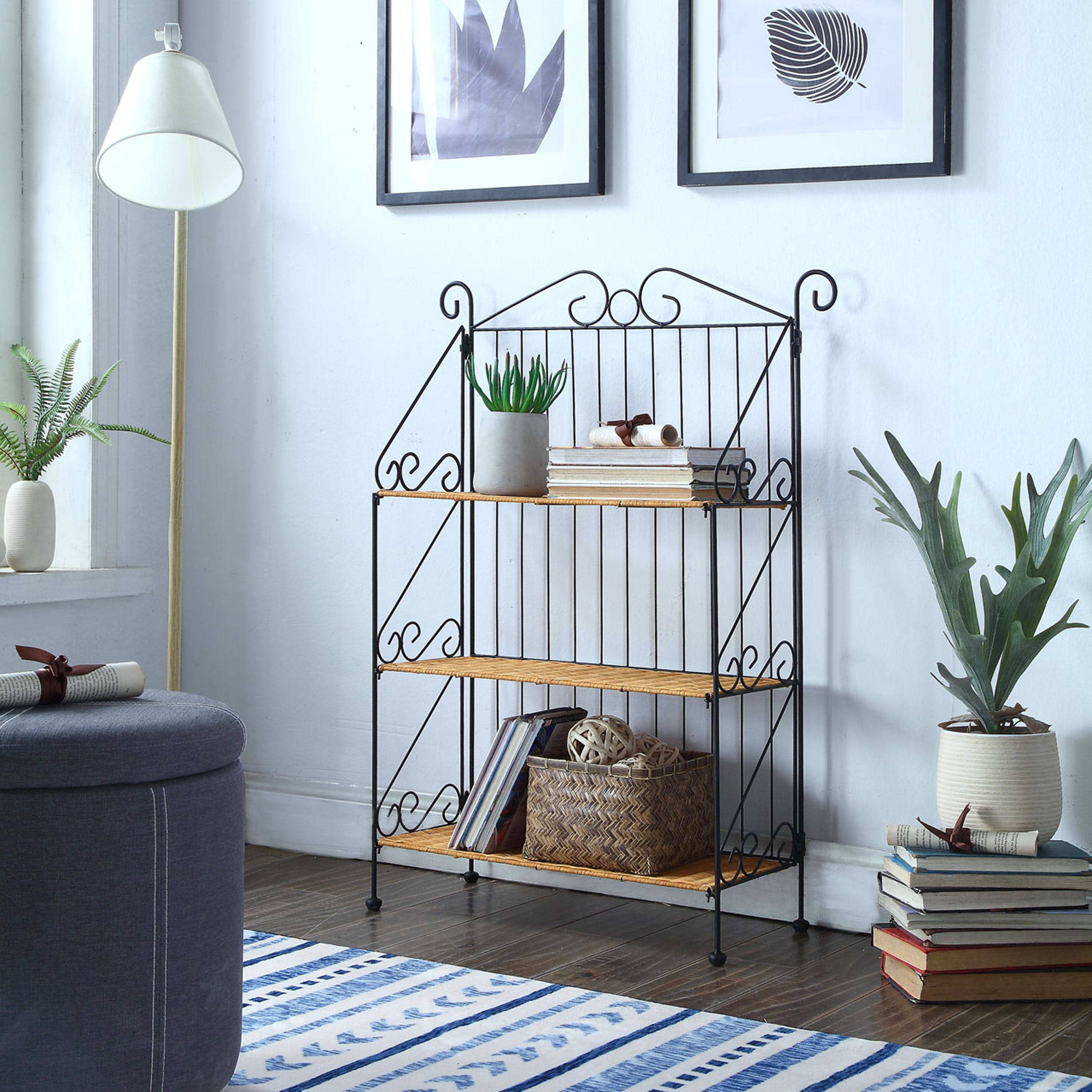 4D Concepts 3 Tier u0026 Metal Bookcase Wicker