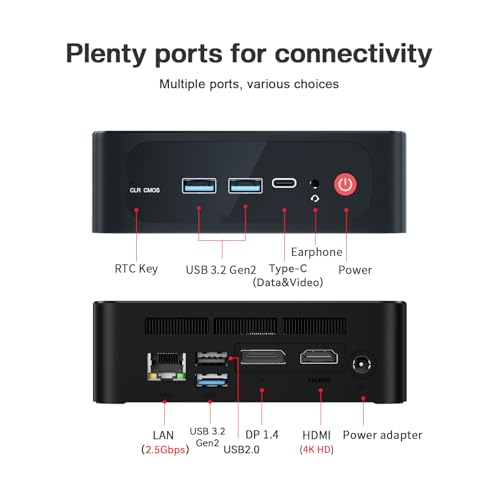 Beelink SER8 Mini PC, AMD Ryzen 7 8745HS (8C/16T up to 4.9GHz), 32GB DDR5 RAM 1TB PCIe4.0 SSD, Mini Computer Support 4K@144Hz, Triple Display, WiFi6, BT5.2, HDMI+DP, USB4