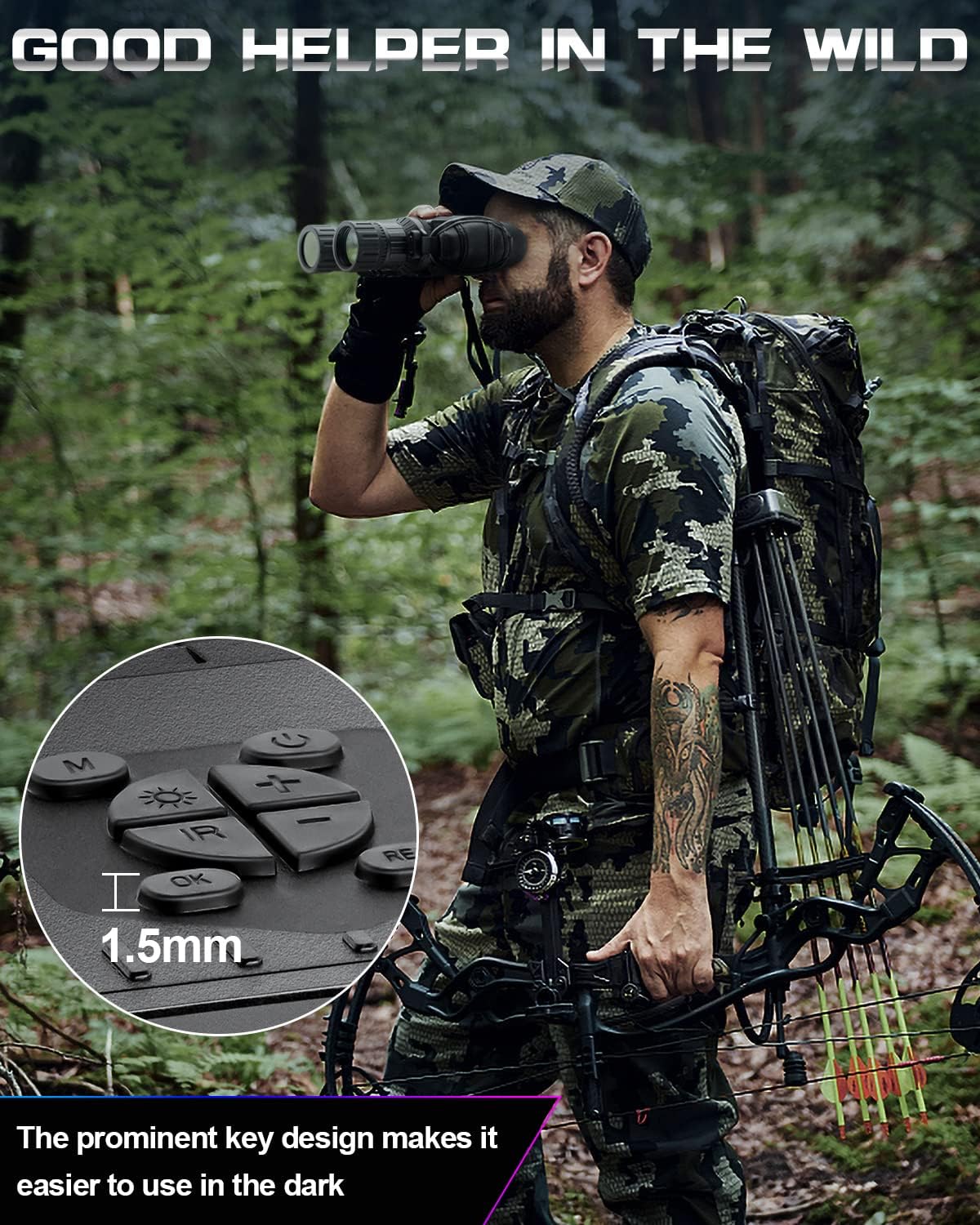 Nightiger Night Vision Goggles,Digital Infrared Night Vision Binoculars with 32GB Memory Card for Hunting