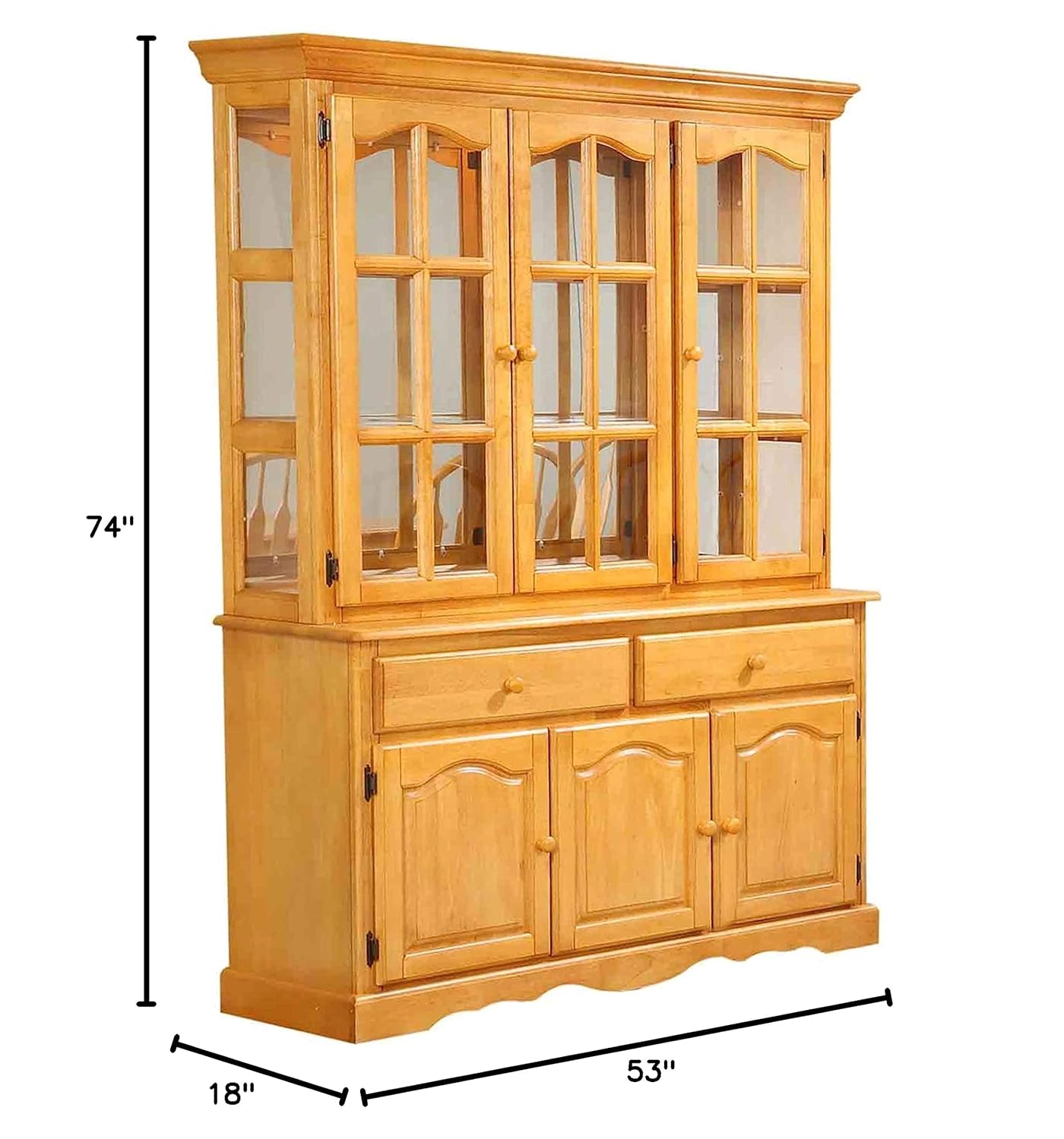 Sunset Trading Treasure Buffet and Lighted Hutch, China Cabinet, Oak