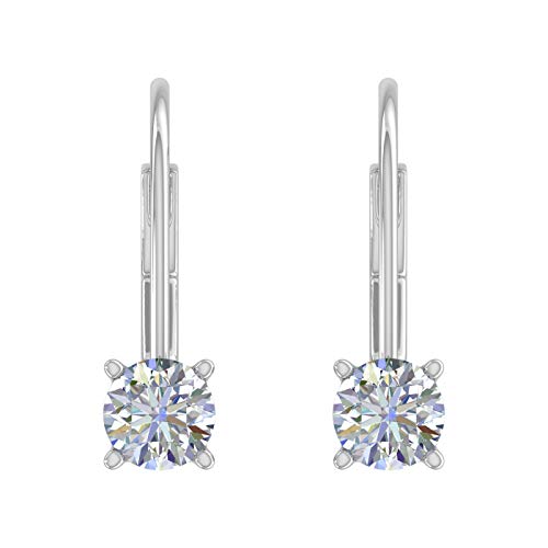 1/2 Carat Diamond Leverback Drop Earrings in 10K Gold - IGI Certified (I1-I2 Clarity)