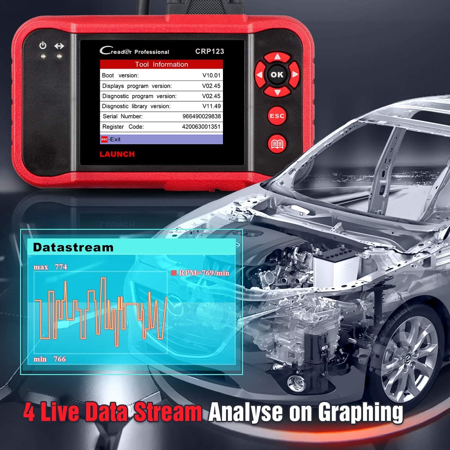 2022 Newest Elite LAUNCH CRP123 OBD2 Scanner with EL-50448 TPMS Activation Relearn Tool Automotive Diagnostic Scan Tool ENG/TCM/ABS/SRS System Code Reader