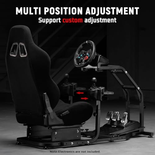 Dardoo G29 Racing Simulator Cockpit with Adjustable Race Seat Fits for Logitech G920 G923, Thrustmaster T150 T300RS GT Racing Steering Wheel Stand, Not Included Wheel Shifter and Pedals