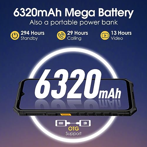 Ulefone Unlocked Rugged Phones, Armor X13 (12+64GB), 50MP Rear Camera, 24MP Night Vision Camera, Android 13 OS Rugged Smartphone, 6.52” Screen, 6320mAh, NFC, GPS, Dual 4G Mobile Phone- Black