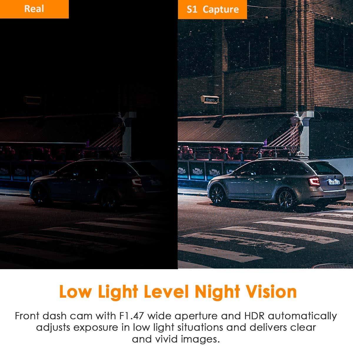 Vantrue S1 Dual 1080p FHD Dash Cam Front and Rear Dash Cam - GPS - Night Vision
