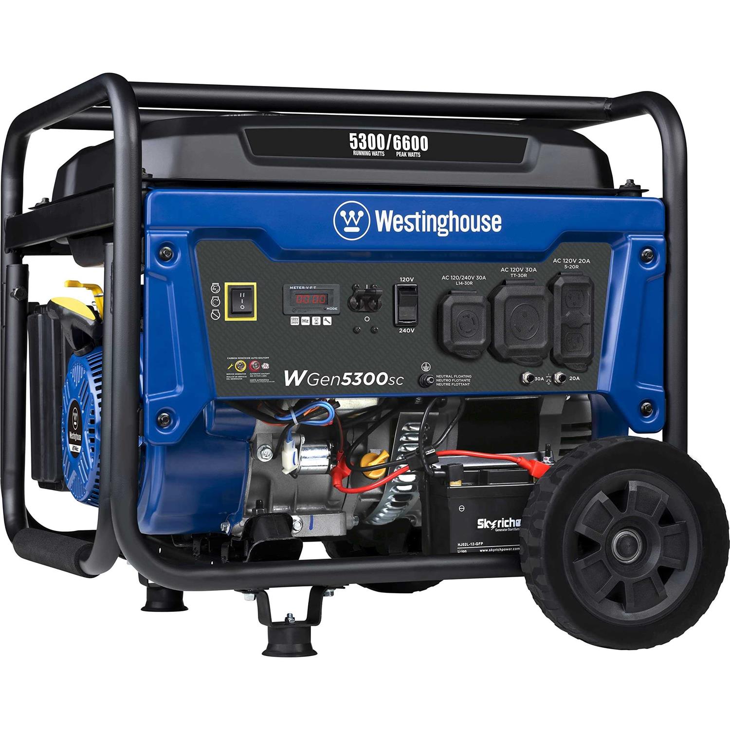 Westinghouse 6600 Watt Electric Start Portable Gas Generator with CO Sensor WGEN5300SC - Shop Hardware Tools Online Store