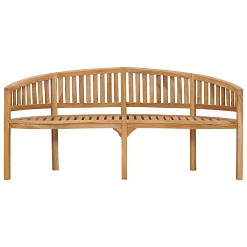 Banana Bench 70.9" Solid Teak Wood,Stylish BananaShaped Teak Wood Bench for Garden, Patio or Living Room Patio Seating Furniture