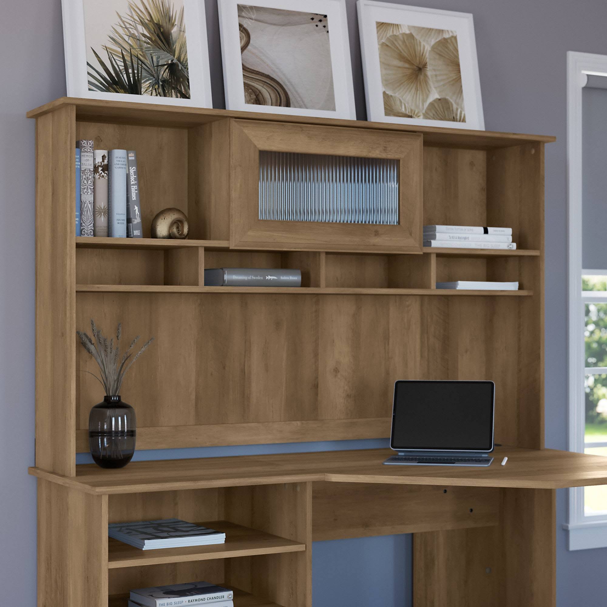 Cabot 60W Hutch Reclaimed Pine - Bush Furniture