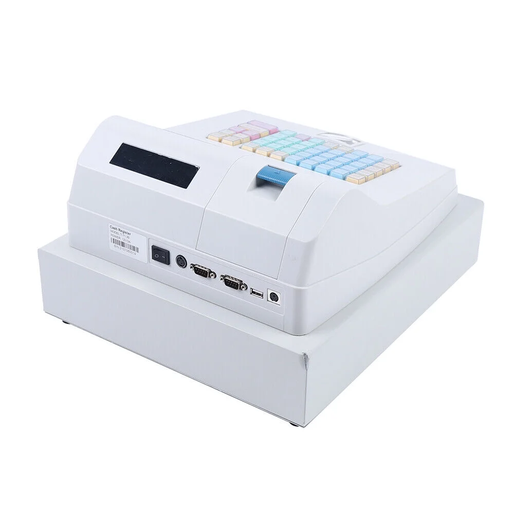 ZhdnBhnos Commercial Electronic Cash Register 48 Keys POS System Casher Digital LED Display W/ Drawer For Supermarket Restaurant Bar Shop Store Retail