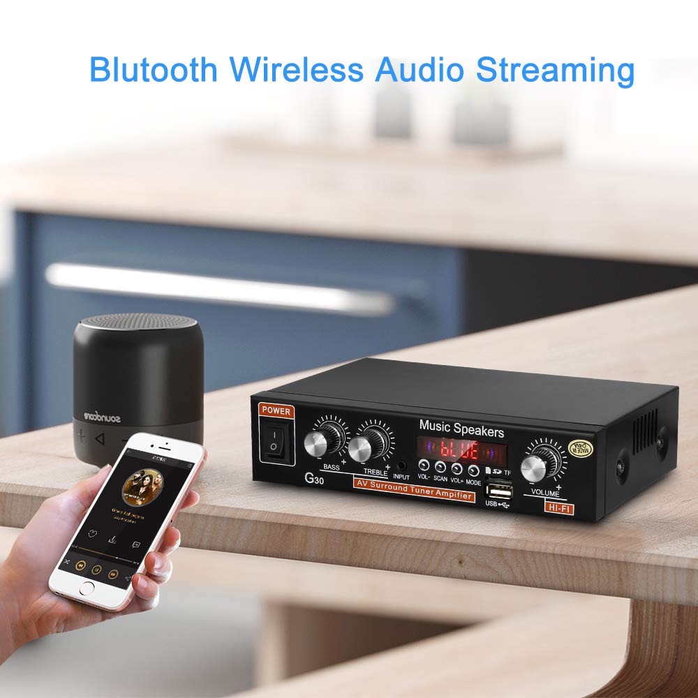 Amplifier Home Audio,Bluetooth Stereo receivers ARCHEER 2 x 45W Mini Hi-Fi Amplifier Dual Channel Mixer Sound Stereo with Bass and Treble Control for Home Theater PA Car Tablet PC, Studio Use Pack of 2