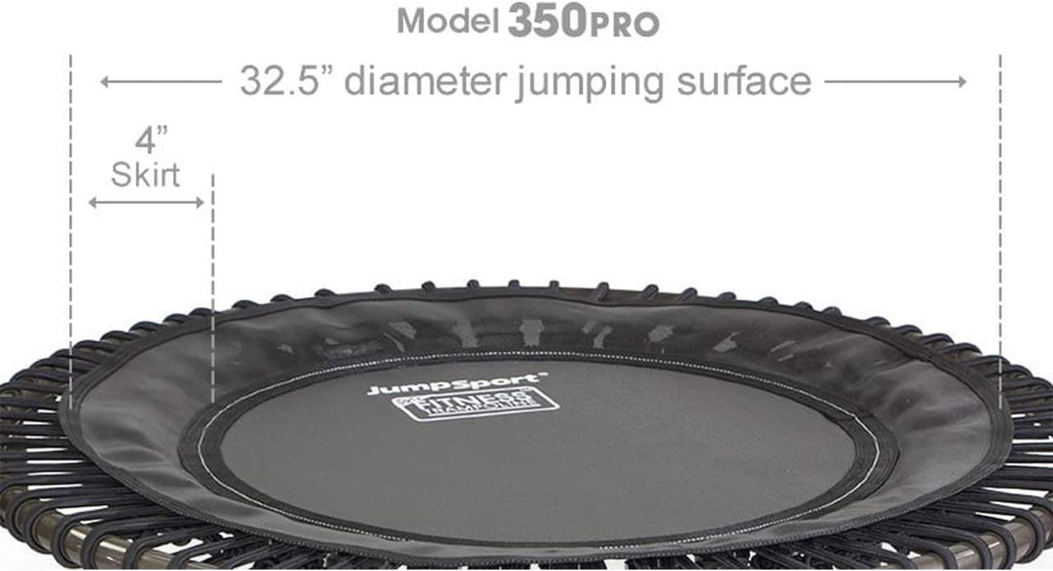 JumpSport 350 PRO Indoor Heavy Duty Lightweight 39-Inch Fitness Rebounder Trampoline with Sporty Steel Handle Bar Accessory for Workouts, Black
