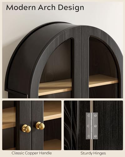 Large Arched Wall Cabinet, Bathroom Medicine Wall Mounted Cupboard, Modern Floating Storage Cabinet with Acrylic Door Adjustable Shelf, Wood Organizer (Natural Oak)