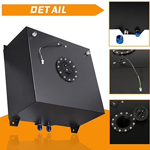 GSTP Universal Fuel Cell Tank with Cap and Level Sender Polished Aluminum Black