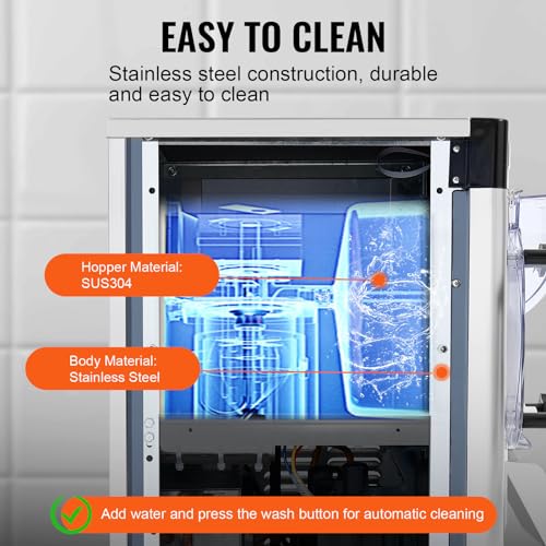 VEVOR Commercial Ice Cream Machine, 20-25L/H Yield, 2400W 1-Flavor Hard Serve Ice Cream Maker, 8L Stainless Steel Cylinder, Digital Display Auto Clean Adjustable Hardness, for Restaurant Snack Bars