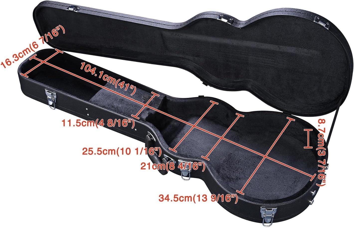 Guitar Hard Case for LP Les Paul Style Electric Guitars PU Leather Wooden Hard-Shell Case with Lock Molded Handle Black