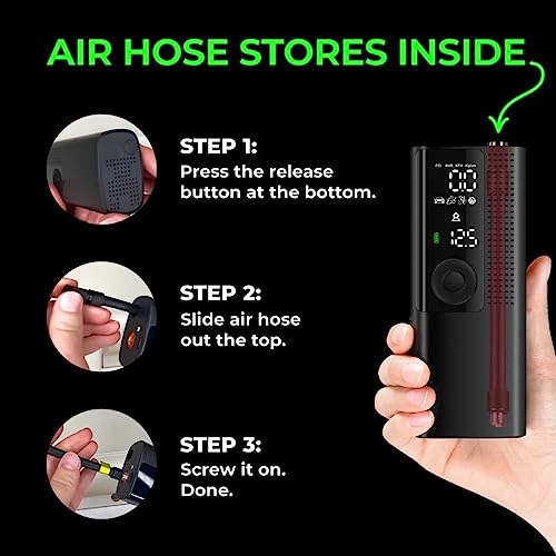 Airmoto Tire Inflator Portable Air Compressor - 2pack - Air Pump for Car Tires with Tire Pressure Gauge (120 PSI) - One Click Smart Pump Tire Inflator for Car, Motorcycle, Bicycle and More
