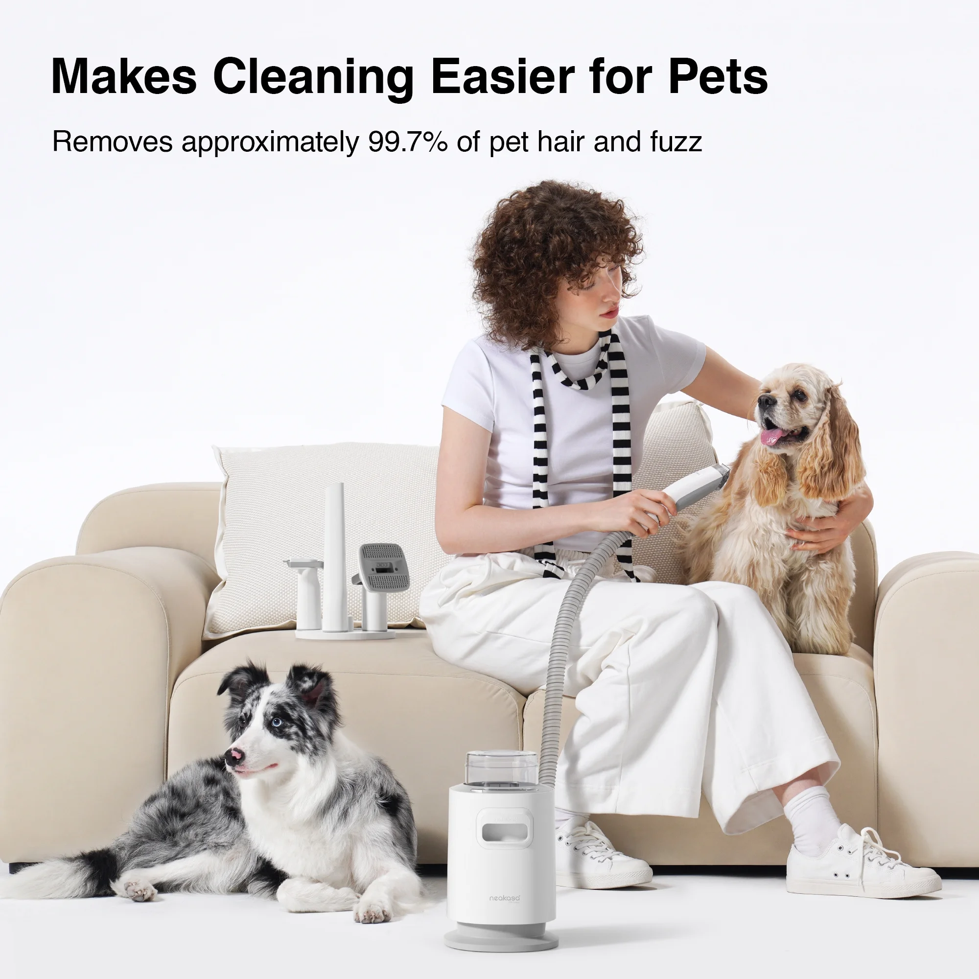 Neakasa P0 Pro Dog Grooming Kit,6.6lbs Lightweight Portable Dog Grooming Vacuum, Low Noise Dog Clippers, Pet Hair Remover for Dogs Cats