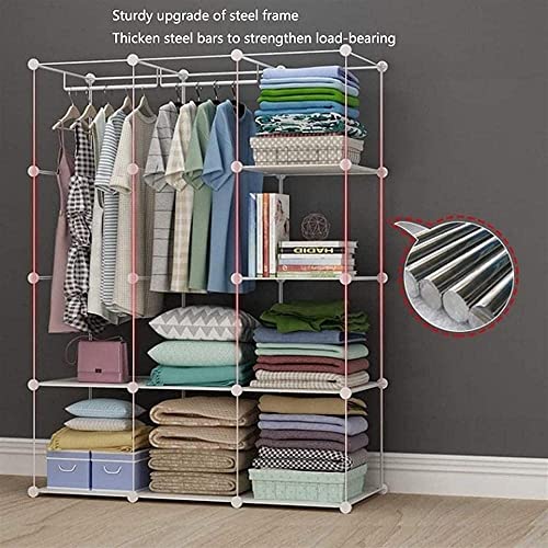 Portable Wardrobe Cloth Wardrobe Wardrobe Bedroom Garderobe Moving Boxes Closet Rack Closets for Bedroom Storing Closet Clothes Rack Portable Wardrobe (White 75cm)