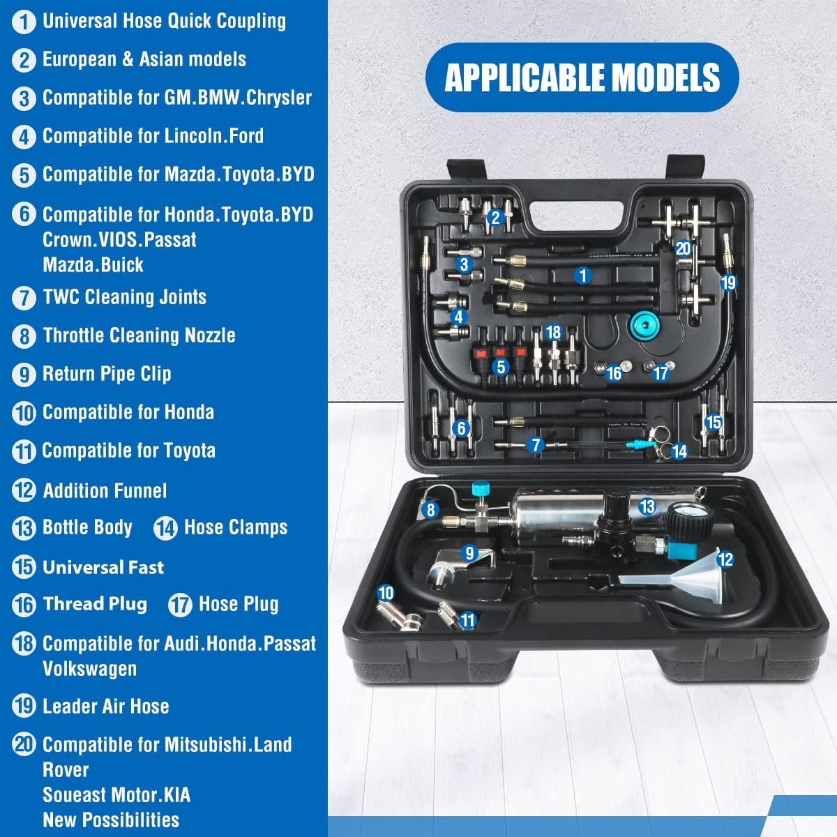 Autory Fuel Injector Cleaner Machine for Gasoline Car, Non-Dismantle Fuel System Cleaner Set with 3 Years Warranty, Fuel Injector Nozzle Flushing for EFI Throttle