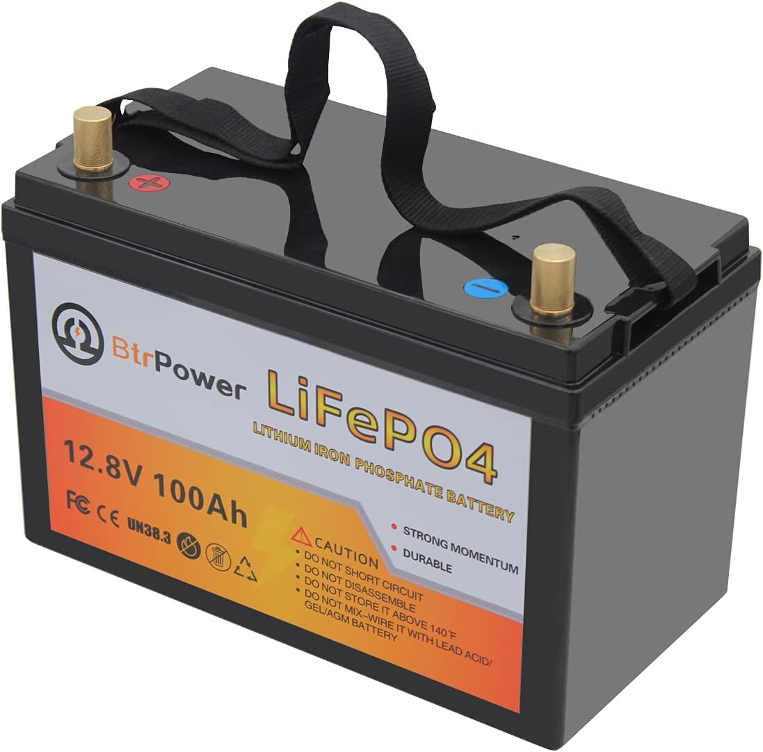 12V 100Ah Deep Cycle LiFePO4 Battery lithium batteries with Built-in 100AH BMS and 7000+ Cycles,1280W Power Perfect for RV, Solar, Marine,Home Storage Off-Grid Applications (12v 100ah)