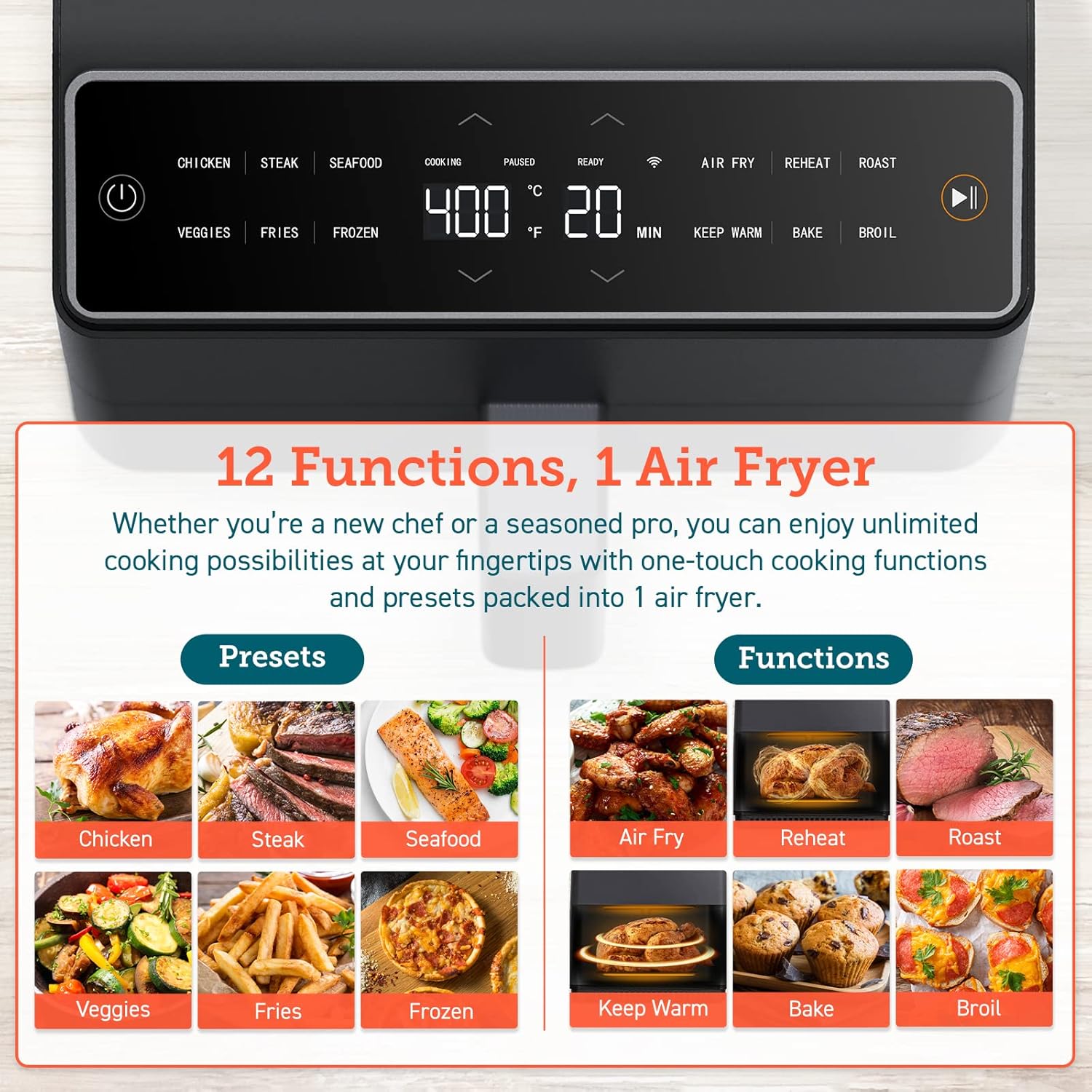 COSORI Air Fryer 6.8Qt, Dual Blaze with 360 ThermoIQ Tech - Using Upper and Lower Heating Elements for Precise Temperature Control and Even Cooking Results, No More Shaking & Preheating, Time-Saving