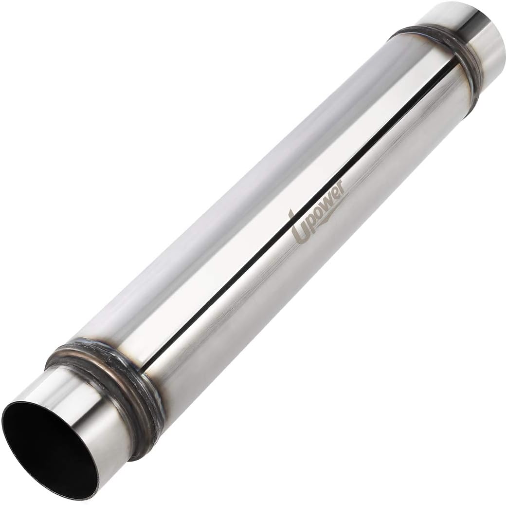 Upower 3 Inch Inlet/Outlet Exhaust Muffler, 3" Inlet Resonator with 18" Length Overall Length 22" Resonator Great Tone Universal Stainless Steel Muffler Resonator Pack of 2