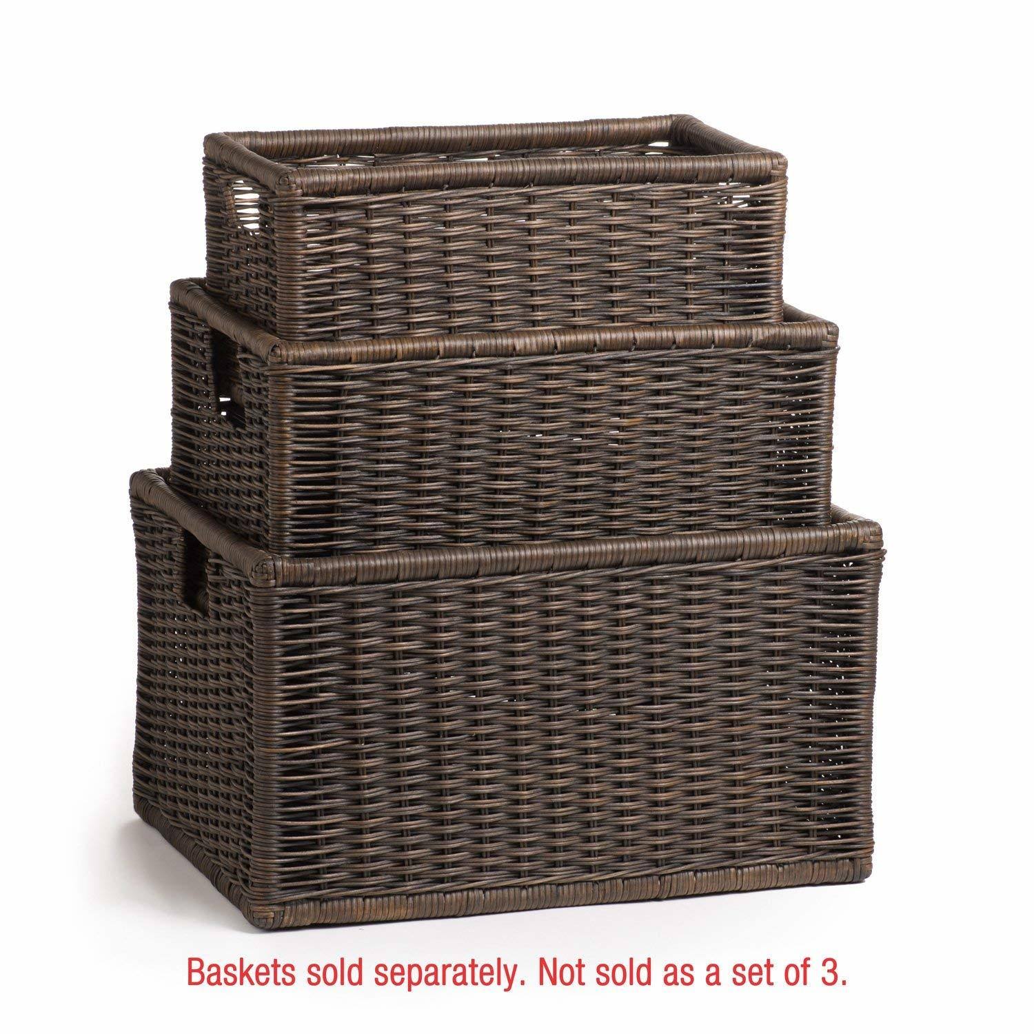 The Basket Lady Wicker Kitchen Cabinet Basket | Pantry Basket, Small, Antique Wa