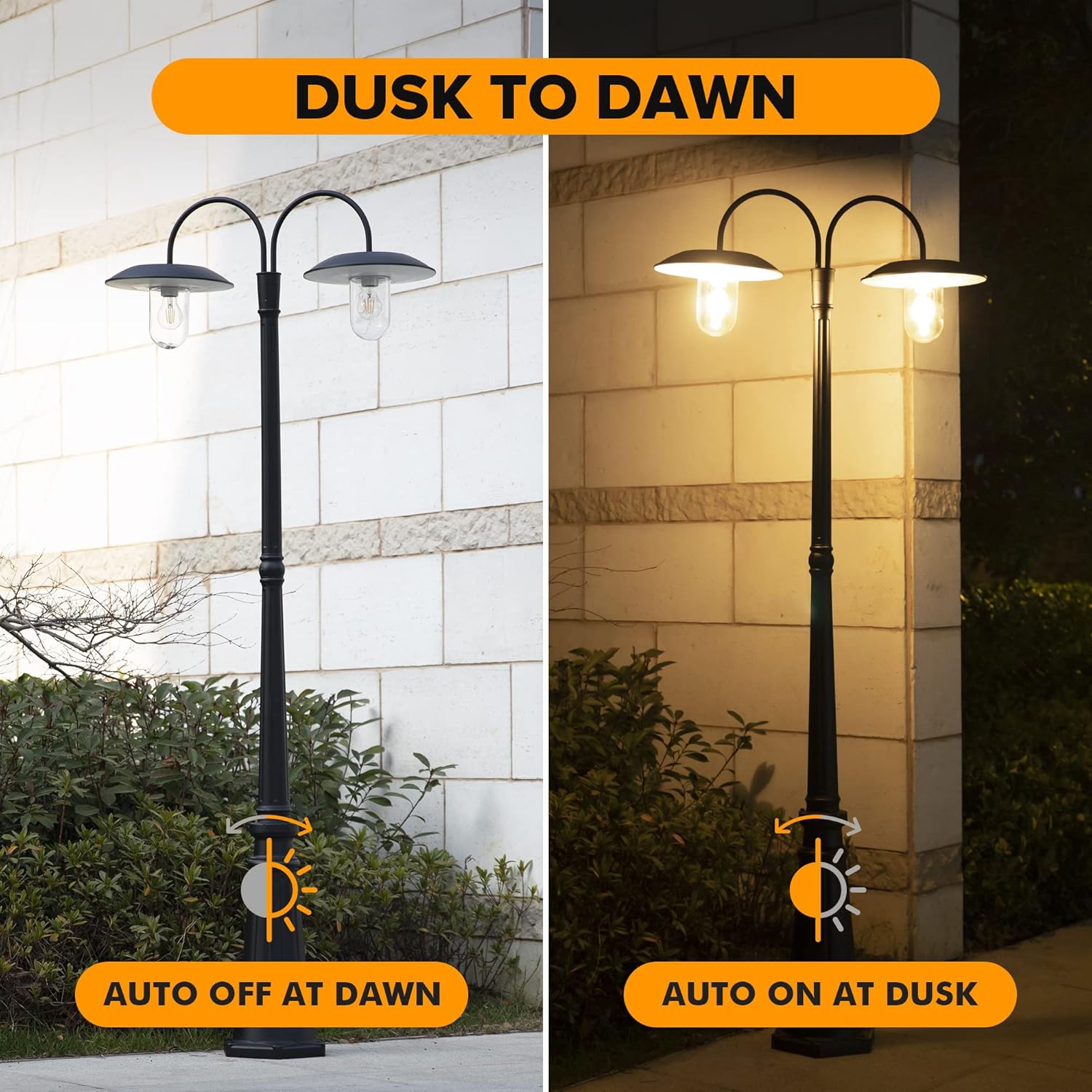 LUTEC Solar Lamp Post Light Outdoor, Dusk to Dawn Solar Post Light, Waterproof Vintage Street Light for Backyard, Garden, Patio, Pathway (Bulbs Included)