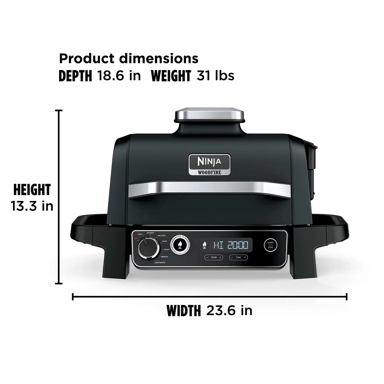 Ninja Woodfire Outdoor Grill & Smoker, OG705A, 7-in-1 Master Grill